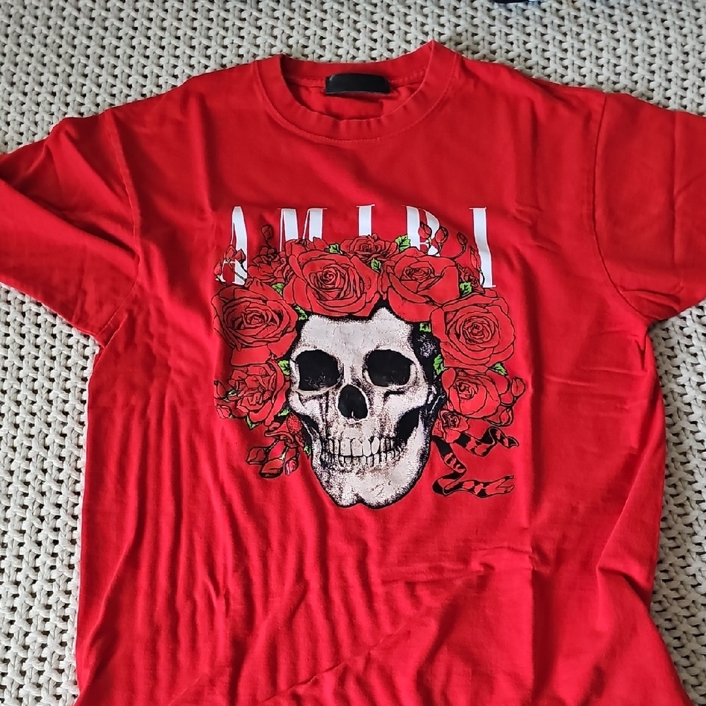 AMIRI Red Skull and Roses Men's Tee
